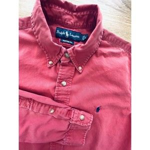 Ralph Lauren Custom Fit Long Sleeve Dress Button Shirt Red Size Large